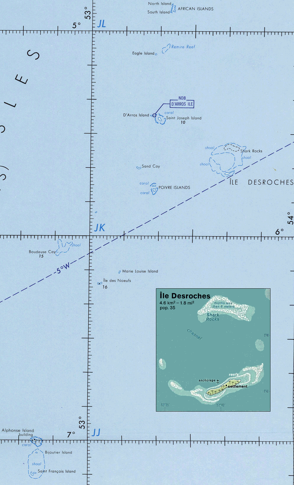 Carte des Seychelles : groupe des �les Amirantes..