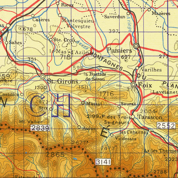 Carte de l'Ari�ge (partie centrale).