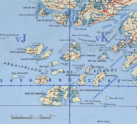 Carte des iles Bissagos.