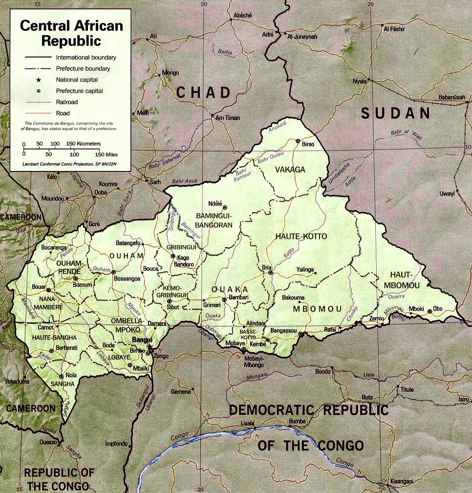 Carte de la R�publique Centrafricaine.
