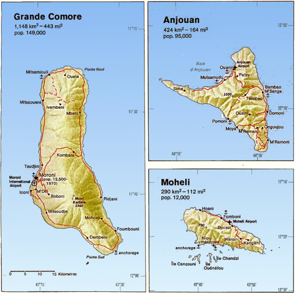 Carte des Comores.