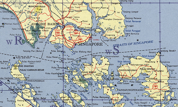 Carte du d�troit de Singapour.