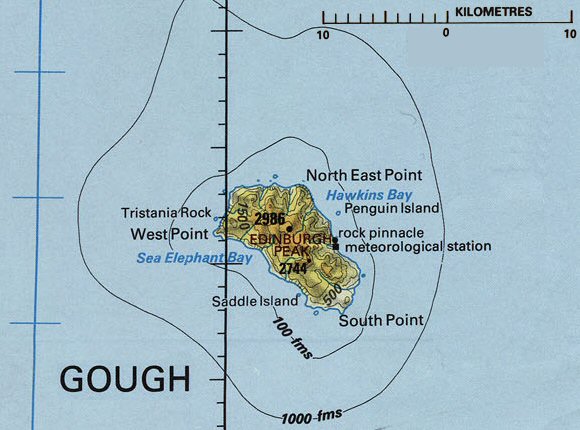 Carte de l'�le Gough.