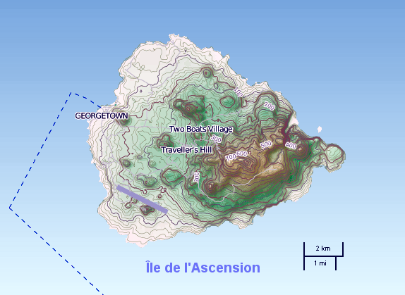 Carte de l'�le de l'Ascension.