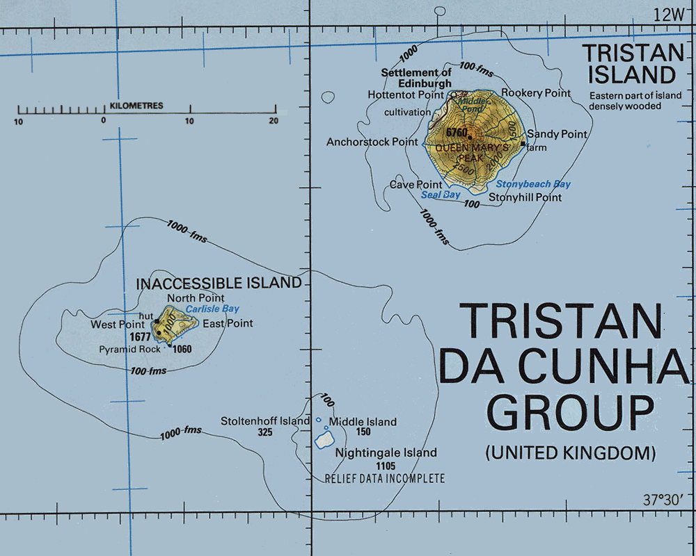 Carte des �les Tristan da Cunha.