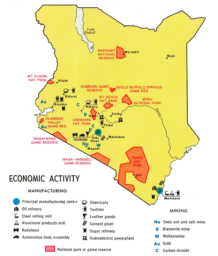 Carte du Kenya (�conomie).