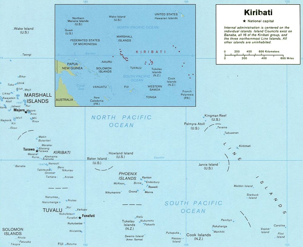 Carte des �les Kiribati.