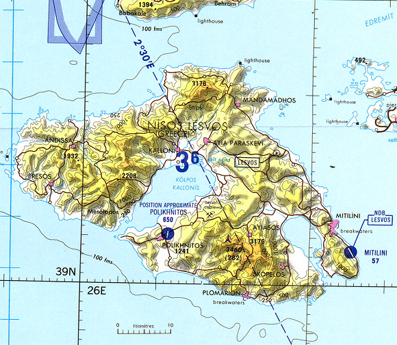 Carte de Lesbos.