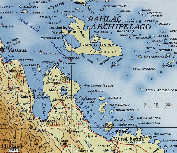 Carte de la c�te du Soudan : Massaoua et l'archipel des Dahlak.