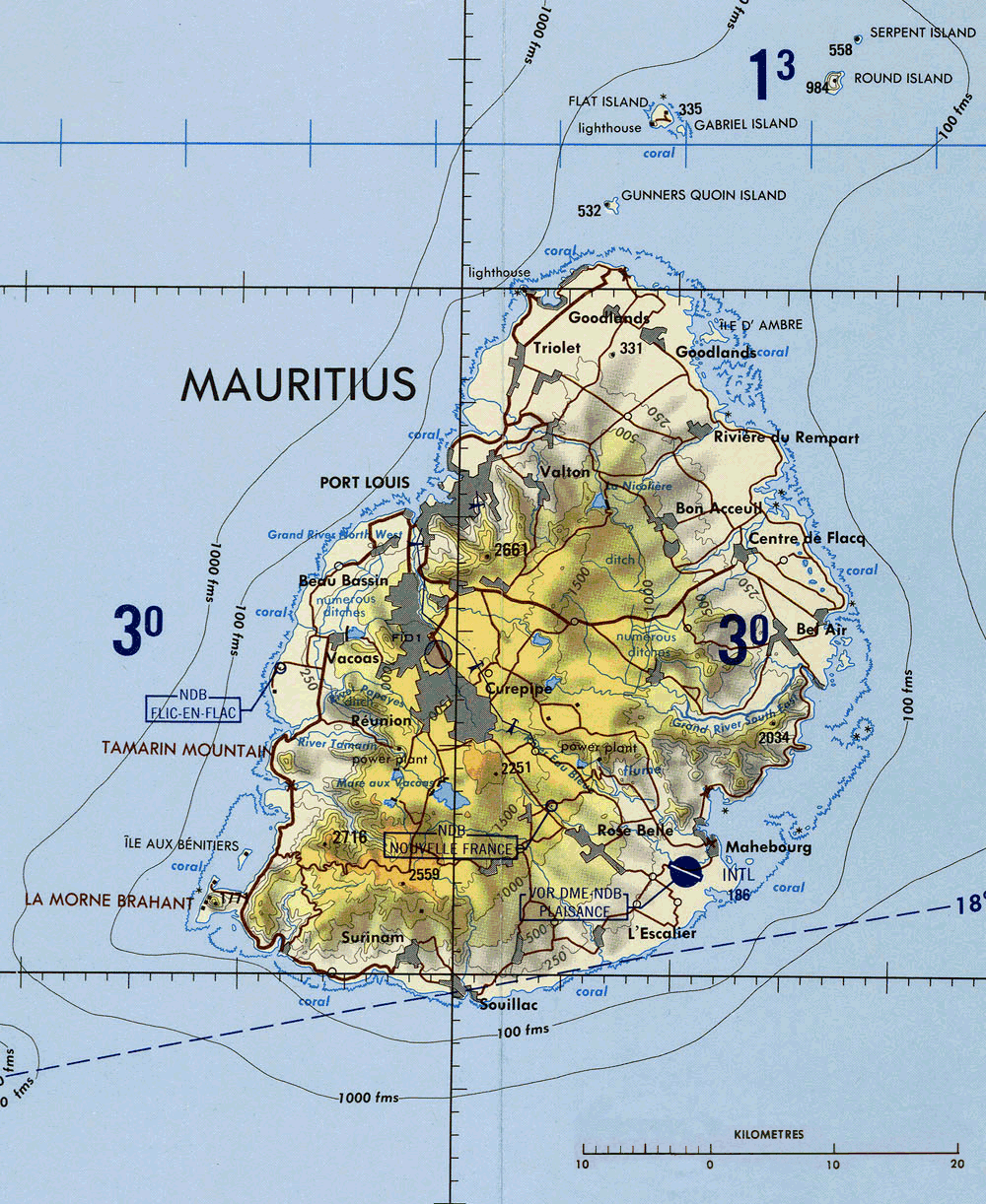 Carte de l'�le Maurice.
