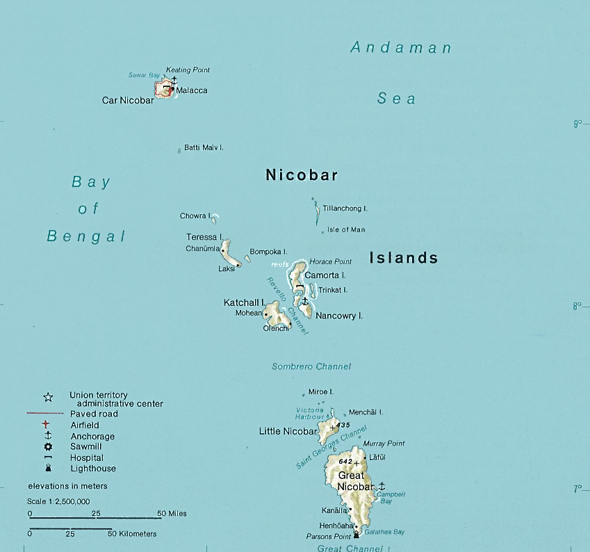 Carte des �les Nicobar.