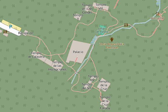 Palenque : plan du site arch�ologique (ruines mayas).