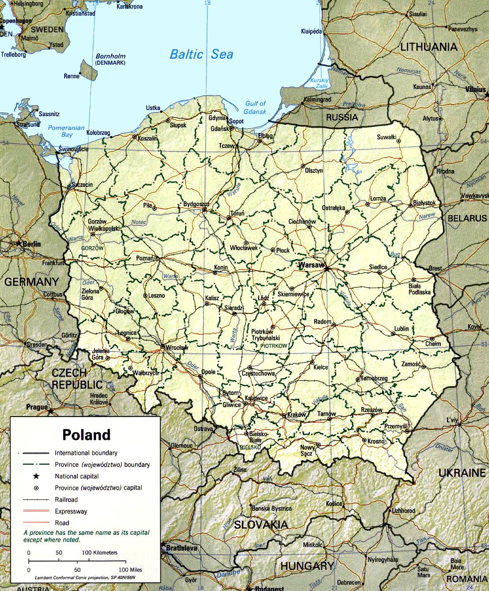 Carte de la Pologne.
