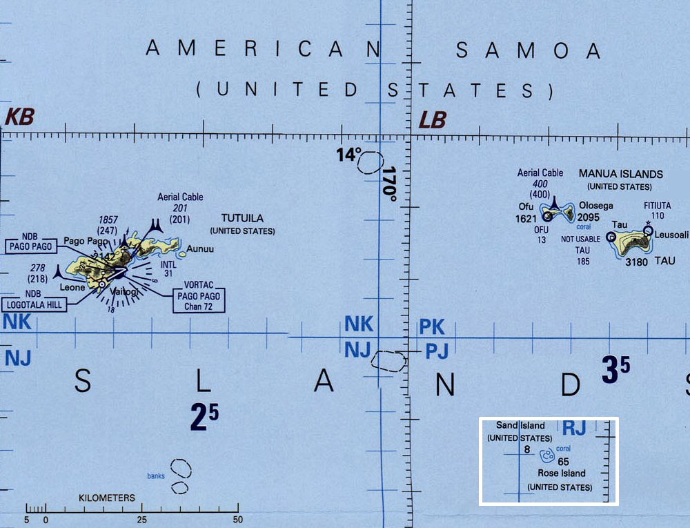 Carte des Samoa Am�ricaines.