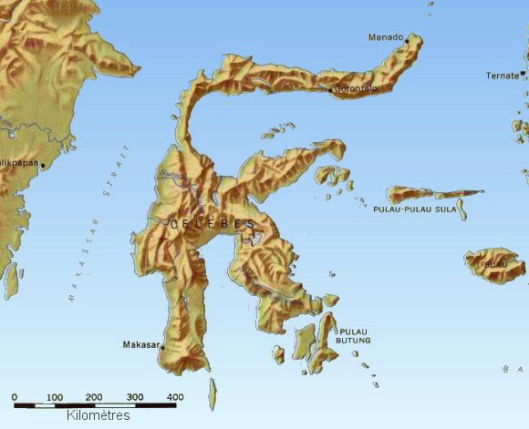 Carte de Sulawesi.
