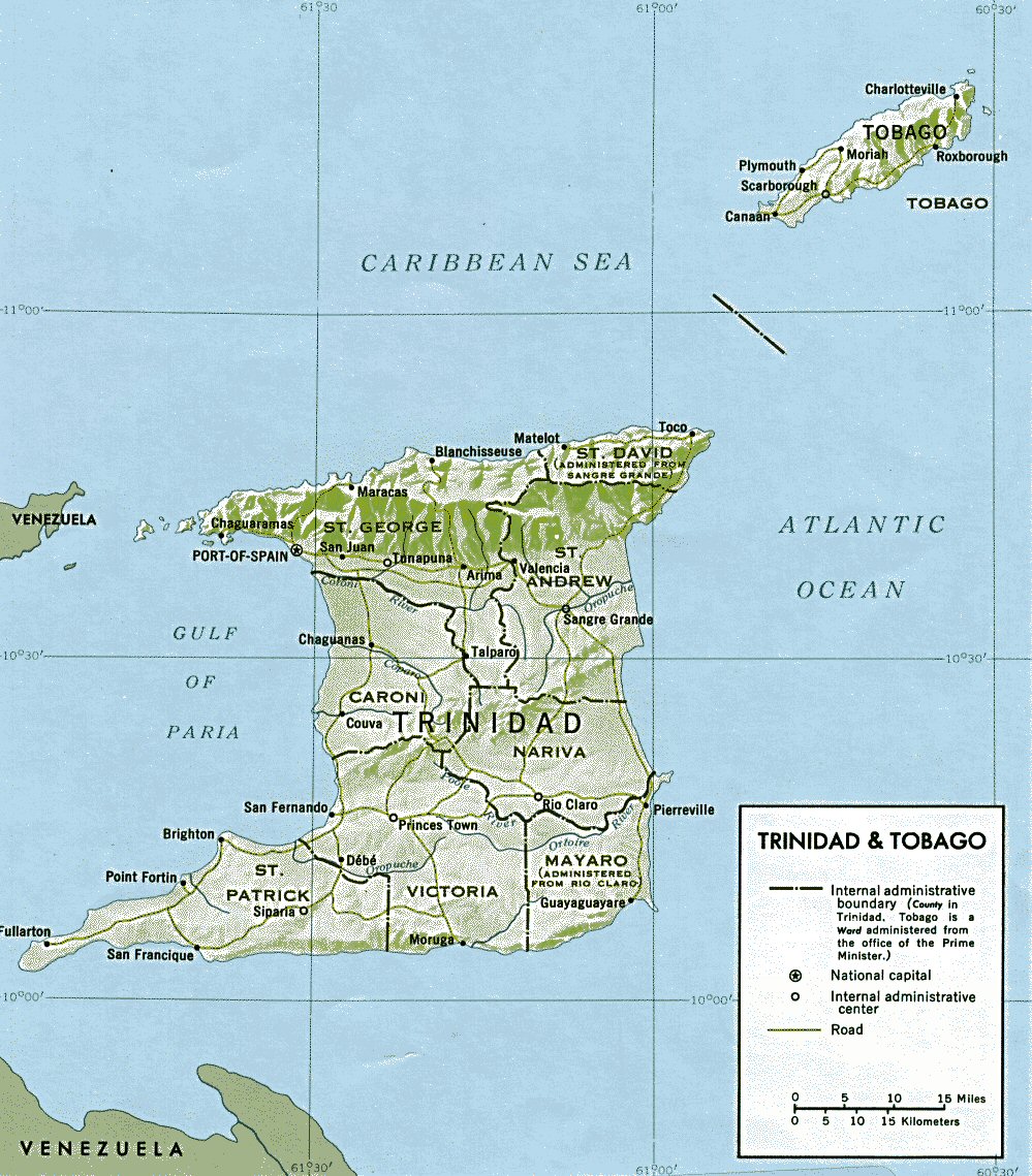 Carte de Trinidad et Tobago.