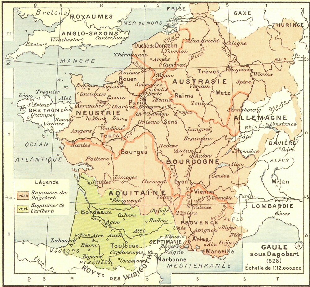 Carte de la Gaule sous Dagobert.