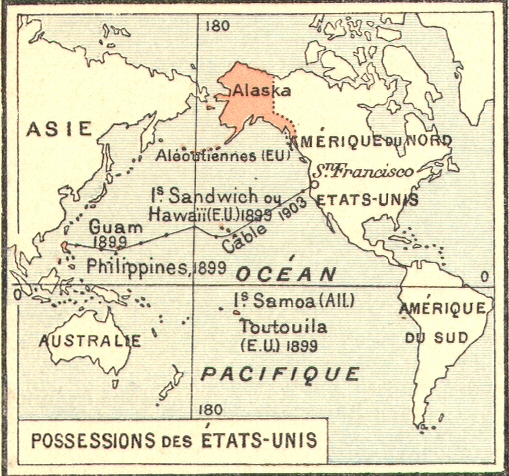 Carte des possessions des �tats-Unis.