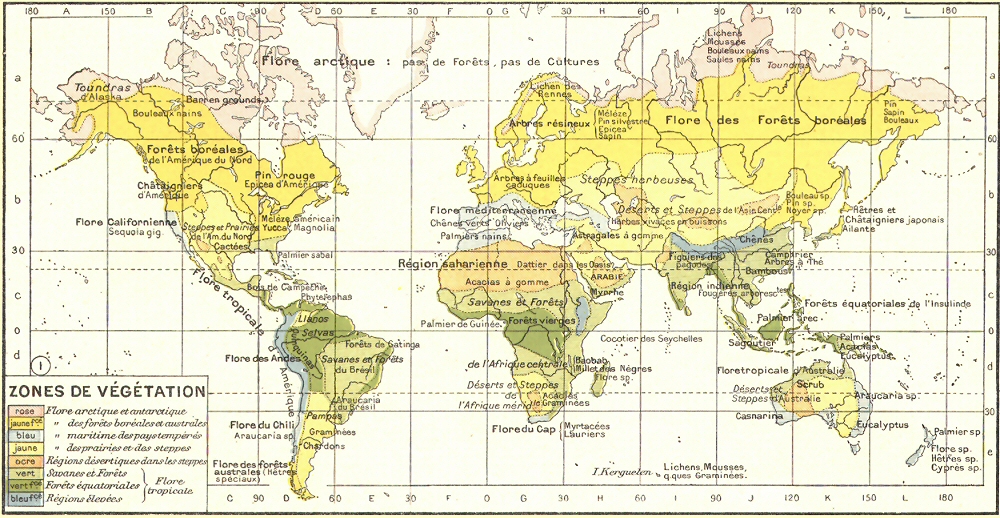 Carte des zones de v�g�tation.