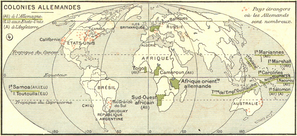 Carte des colonies allemandes.