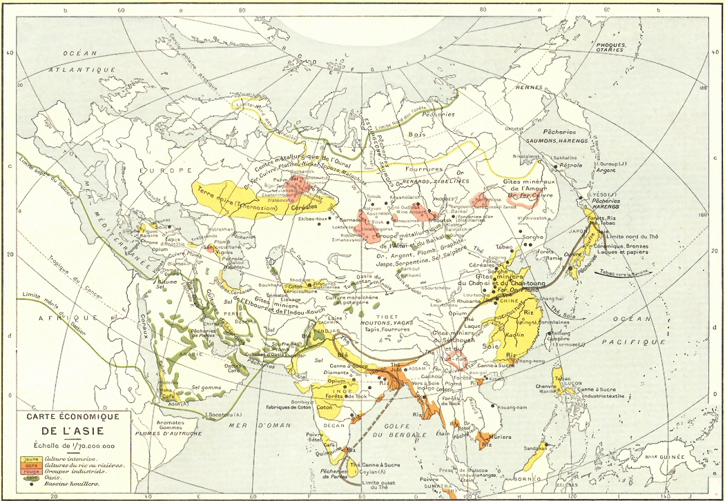 Carte �conomique de l'Asie.