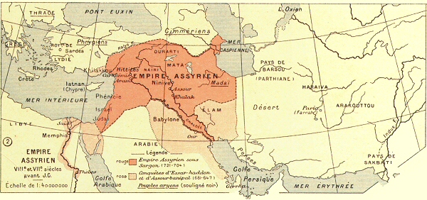 Carte de l'Empire assyrien (VIIIe et VIIe si�cles).