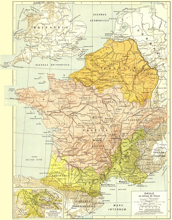Carte de la Gaule au temps de C�sar.