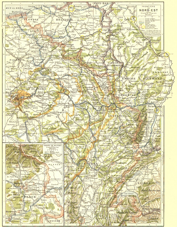 Carte de la fronti�re du Nord-Est de la France.