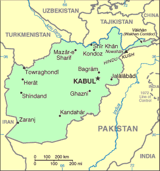 Carte de l'Afghanistan.