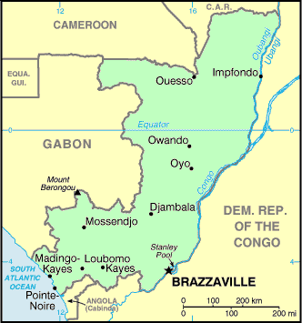 Carte de la R�publique du Congo (Congo-Brazzaville).