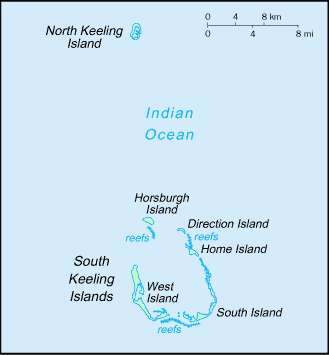 Carte des �les Cocos (Keeling).