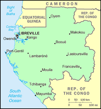 Carte du Gabon.