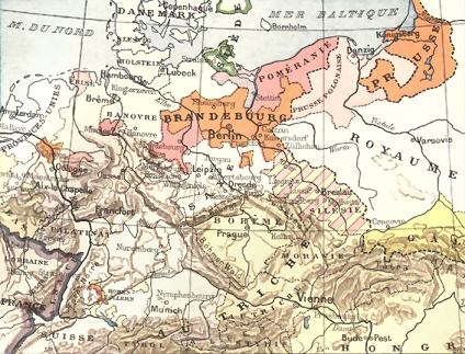 Carte de la Prusse et de l'Autriche aux 17e et 18e si�cles.