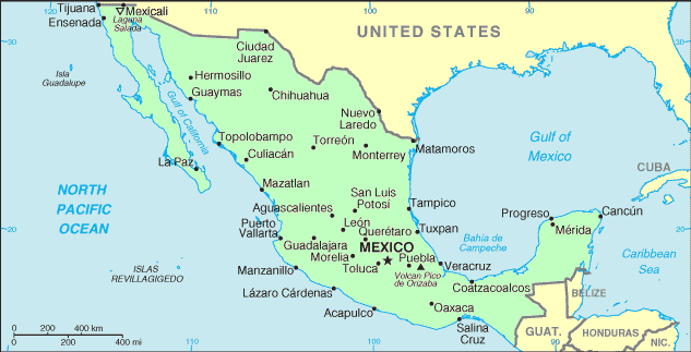 Carte du Mexique.