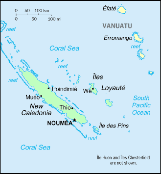 Carte de la Nouvelle-Cal�donie.
