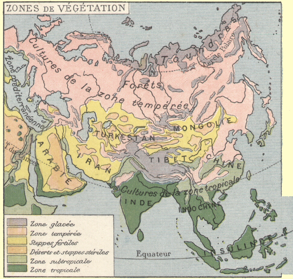 Asie : zones de v�g�tation.