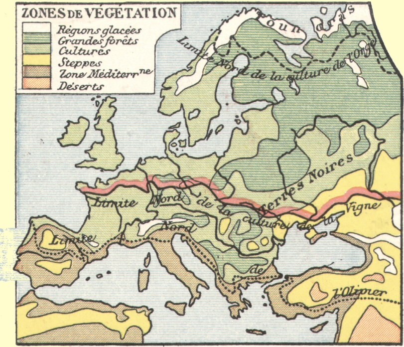 Europe : zones de v�g�tation.