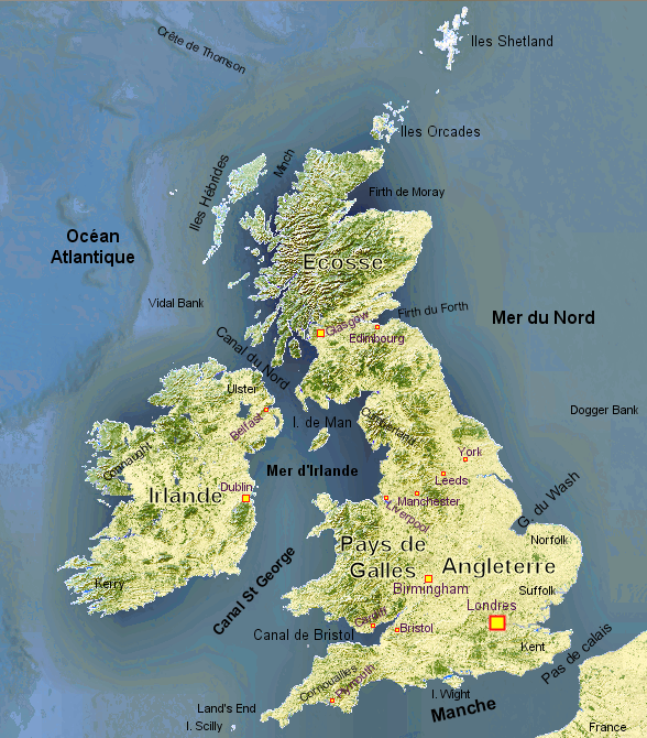 Carte des �les Britanniques.