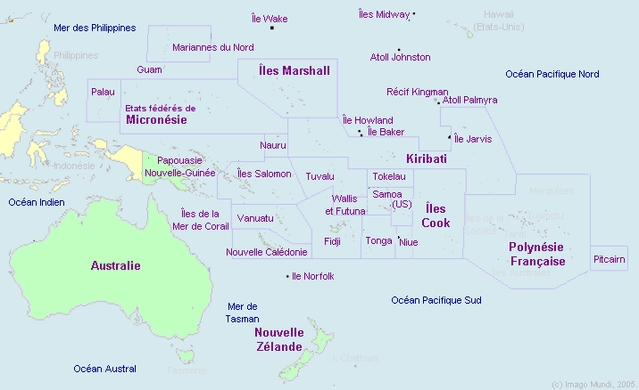 Carte de l'Océanie.