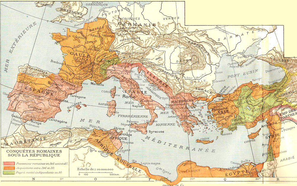 Carte des conq�tes de  la r�publique romaine.