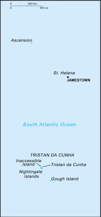 Carte des �les sainte-Hel�ne, Ascension et Tristan da Cunha.