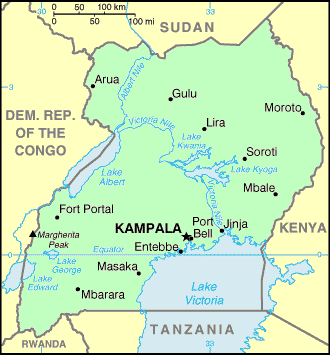 Carte de l'Ouganda.