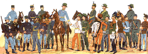 Uniformes de l'arm�e austro-hongroise vers 1900.
