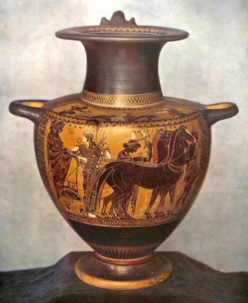 Ath�na, Apollon et Herm�s sur un vase.