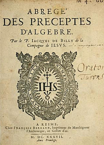 Billy : Abr�g� des pr�ceptes de l'Alg�bre.