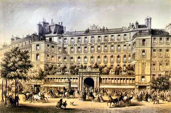 Paris : le boulevard Montmartre et le passage Jouffroy.