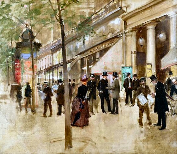 Paris : le boulevard Montmartre et le th��tre des Vari�t�s.