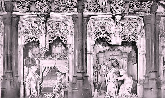 Eglise de Brou : Une partie du retable dans la chapelle de la Vierge.