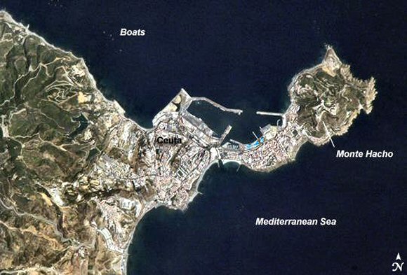 Ceuta depuis l'espace.