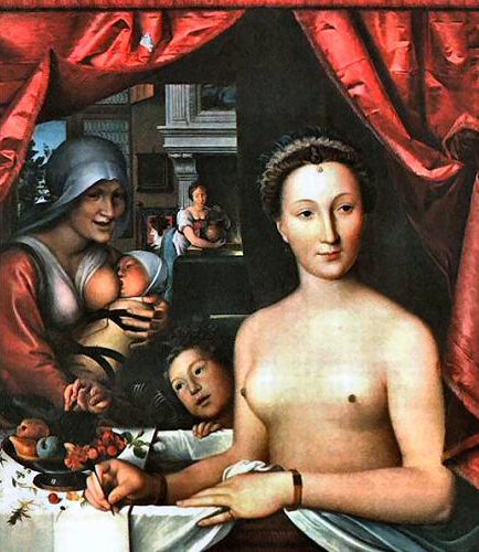 Clouet : Diane de Poitiers dans son bain.